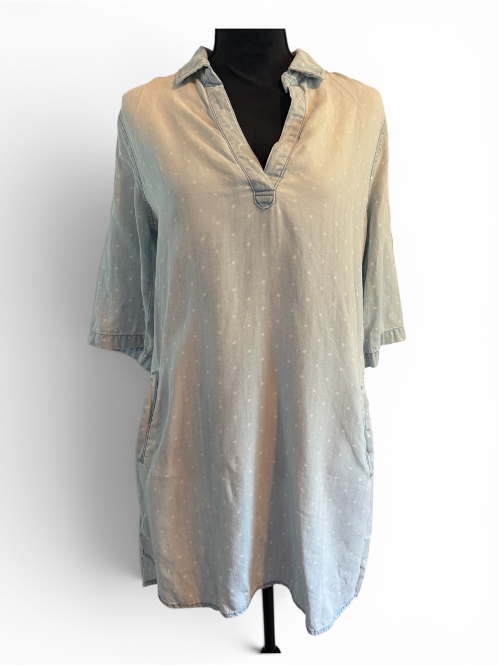 Cloth & Stone Anthropologie Polka Dot Chambray T-Shirt Dress